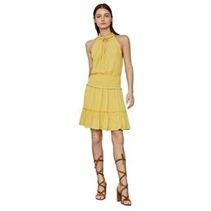 BCBGMAXAZRIA Women's Smocked Waist Sleeveless Dress-LARGE